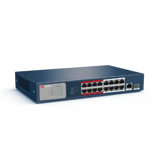 Switch Poe 16 + 2 Puertos Up Link 16 X 100 Mbps Poe Ports, And 2 X 1000 Mbps Marca Hikvision