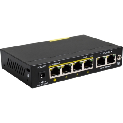 Switch Cctv Ethernet Poe+ 4 Downlink + 2 Uplink Marca Cygnus