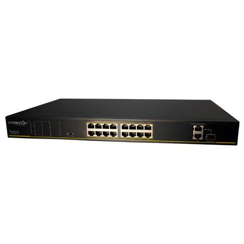 Cygnus Switch Cctv Ethernet 16 Poe + 2 Puertos Uplink (1xsfp) - 200w