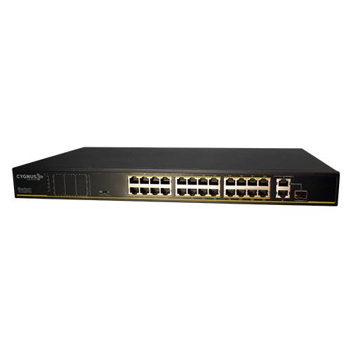 Cygnus Switch Cctv Ethernet 24 Poe + 2 Puertos Uplink (1xsfp) - 300w